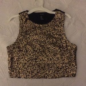 Gold Sequin Cropped Top
